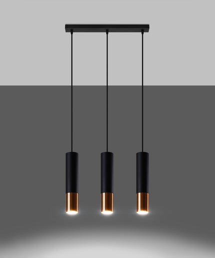 Pakabinamas šviestuvas LOOPEZ 3L juodas/varis