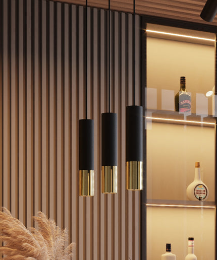 Pakabinamas šviestuvas LOOPEZ 3L juodas/auksinis