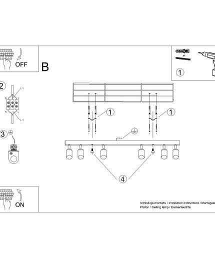 Lubinis šviestuvas WINX 6L juodas/chromas