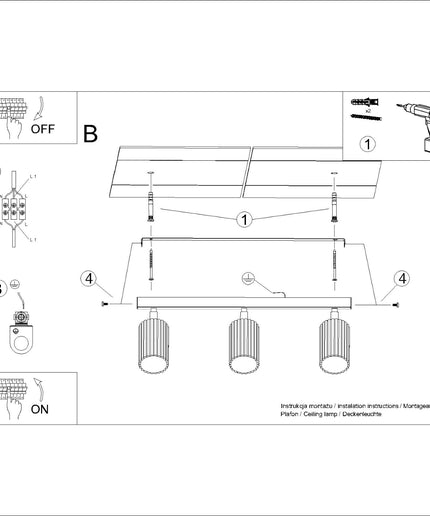 Lubinis šviestuvas KARBON 3L auksinis