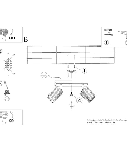 Lubinis šviestuvas KARBON 4 juodas