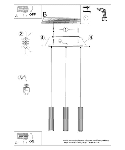 Pakabinamas šviestuvas KARBON 3L raudona ochra