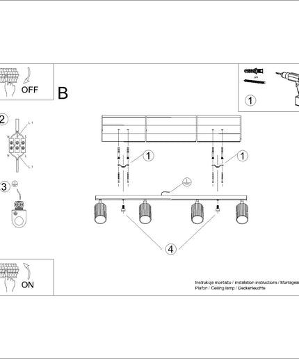 Lubinis šviestuvas KARBON 4L raudona ochra