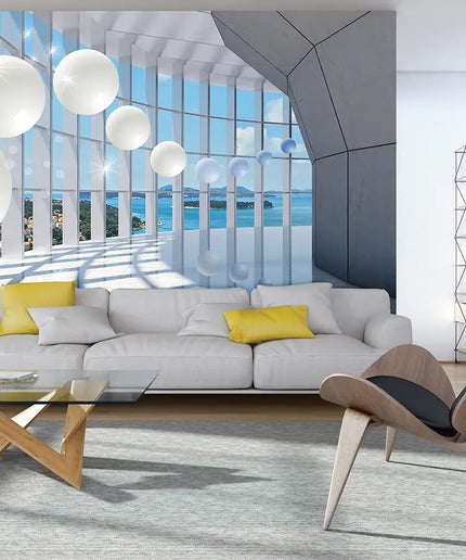 3D tapetas, rutuliai ir kolonos- 10419VEKW