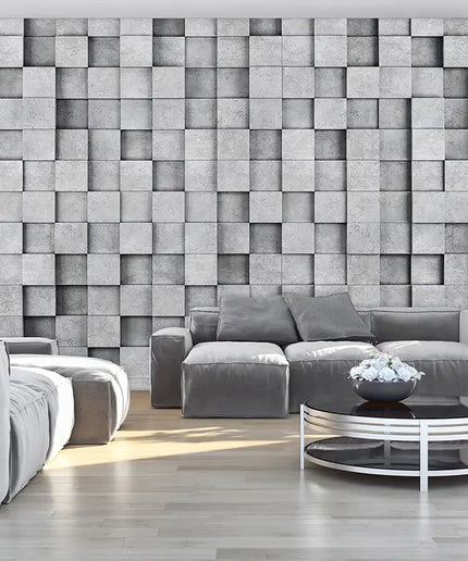 3D tapetas, kūbai sienoje, cementas - 11514VEKW