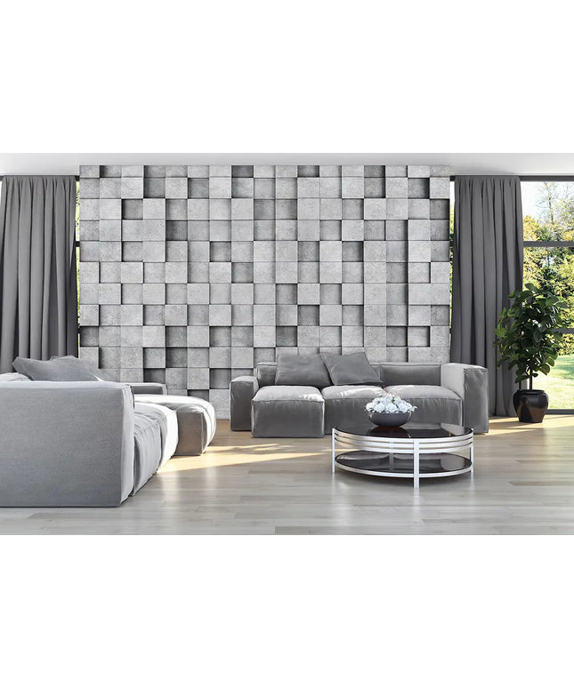 3D tapetas, kūbai sienoje, cementas - 11514VEKW