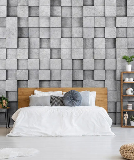 3D tapetas, kūbai sienoje, cementas - 11514VEKW