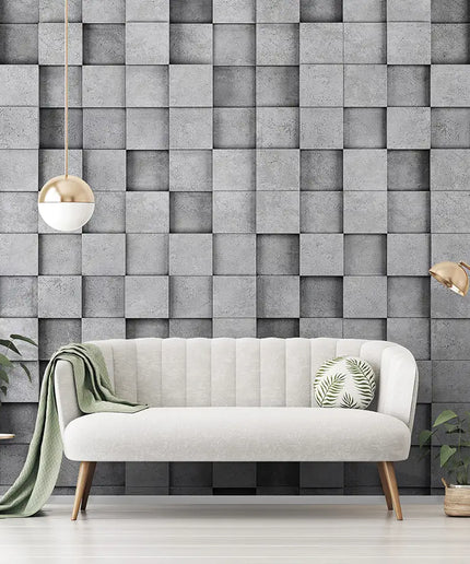 3D tapetas, kūbai sienoje, cementas - 11514VEKW