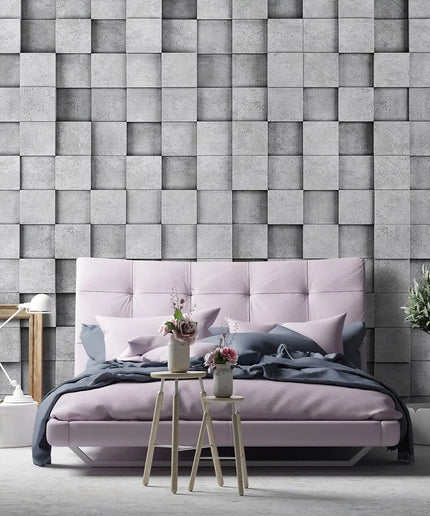 3D tapetas, kūbai sienoje, cementas - 11514VEKW
