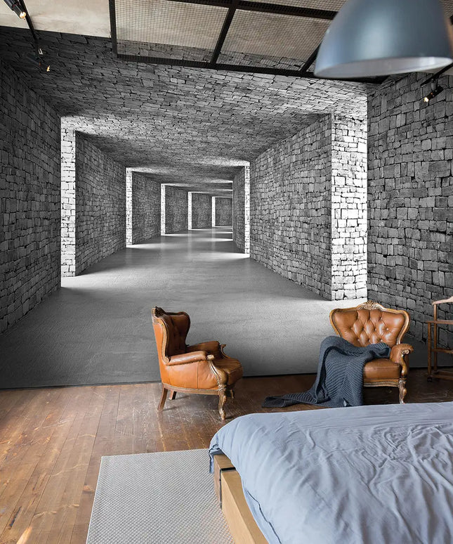 3D tapetas, betono tunelis - 14036VEKW