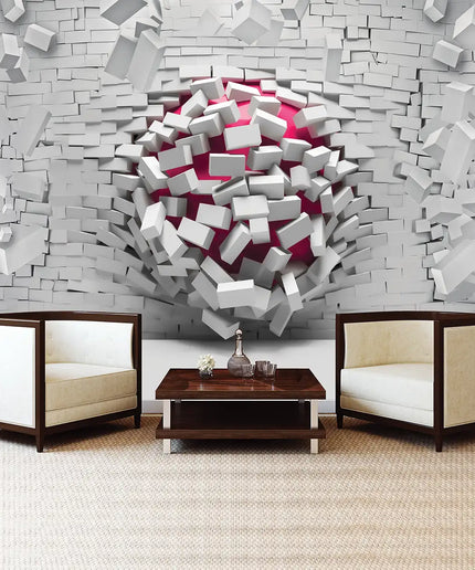3D tapetas, plytų sprogimas IV - 3008VEKW