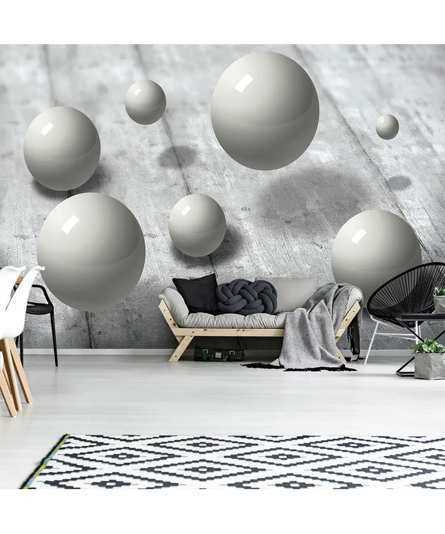 3D tapetas, cementas ir rutuliai - 3014VE