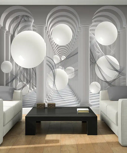 3D tapetas, kolonos ir rutuliai - 3048VE