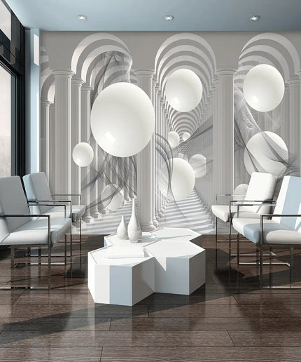 3D tapetas, kolonos ir rutuliai - 3048VE