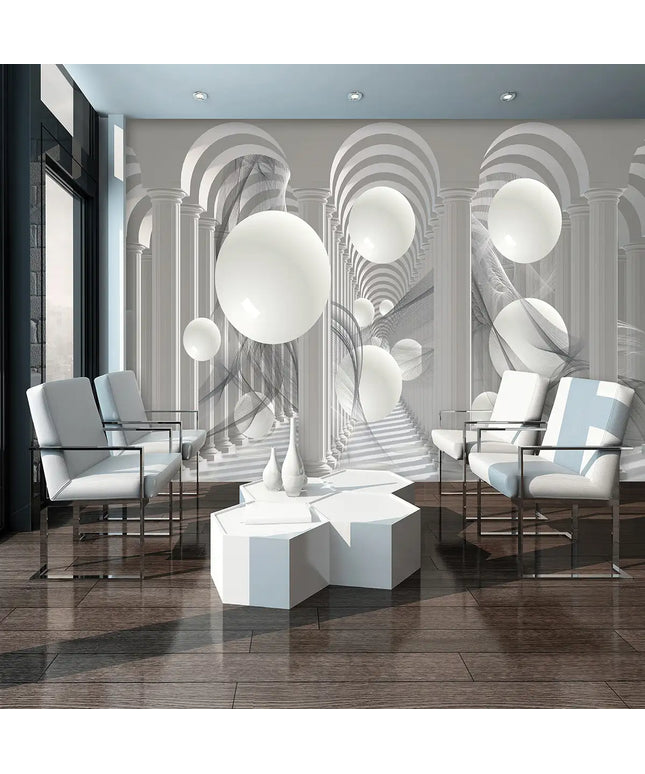 3D tapetas, kolonos ir rutuliai - 3048VE