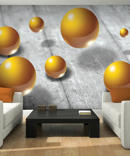3D tapetas, aukso rutuliai - 3066VE