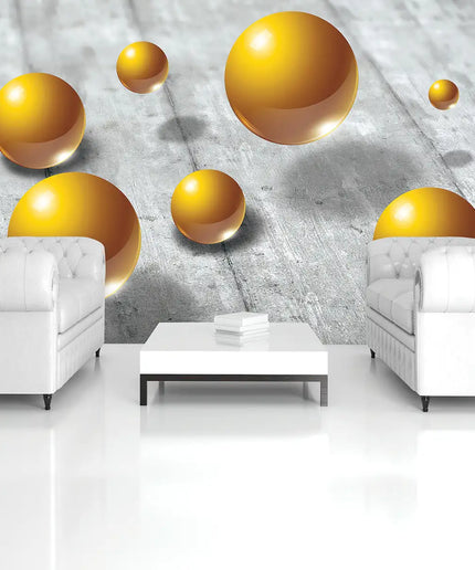 3D tapetas, aukso rutuliai - 3066VE