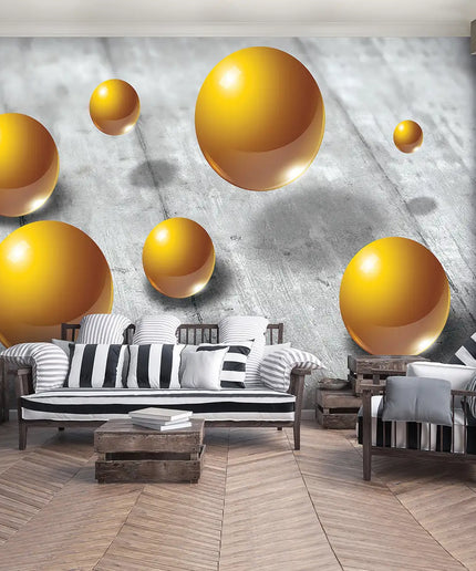 3D tapetas, aukso rutuliai - 3066VE