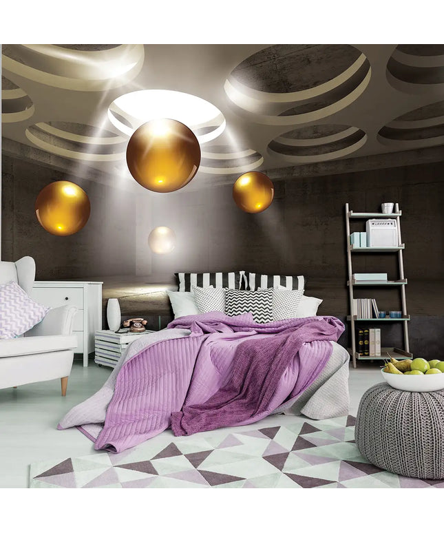 3D tapetas, aukso rutuliai - 3319VE