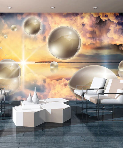 3D tapetas, rutuliai sferoje - 3475VE