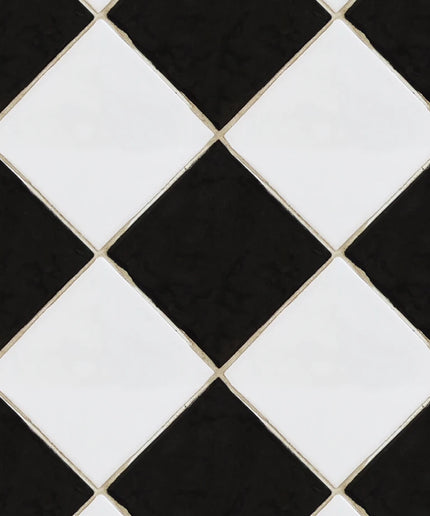 Flizelininiai tapetai, Checkered Tiles, Black &amp; White - R18551
