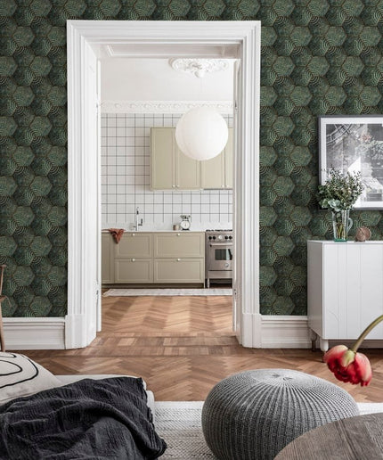 Flizelininiai tapetai, Hexagon Tiles Emerald - R18526