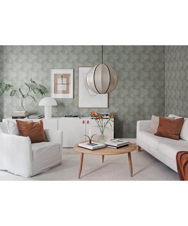 Flizelininiai tapetai, Hexagon Tiles Jade - R18526