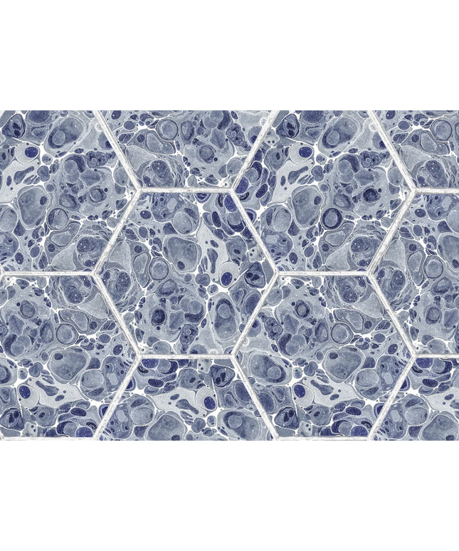 Flizelininiai tapetai, Marbled Hexagon Tiles, Dark Blue - R18557