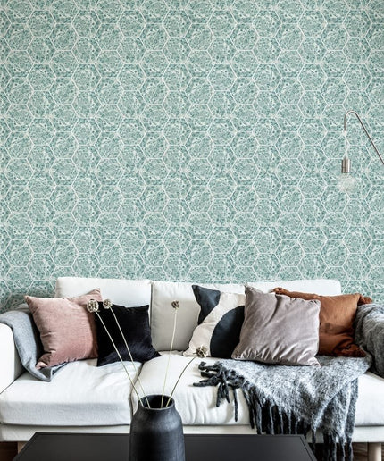Flizelininiai tapetai, Marbled Hexagon Tiles, Green - R18557