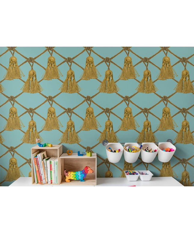 Flizelininiai tapetai, Tassels, Soft Turquoise - R18560