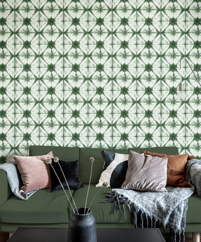 Flizelininiai tapetai, Tie Dye Kaleidoscope, Green - R18540