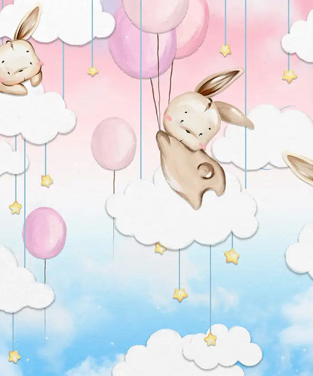 Fototapetas, vaikų kambariai, zuikiai debesyse - 14539