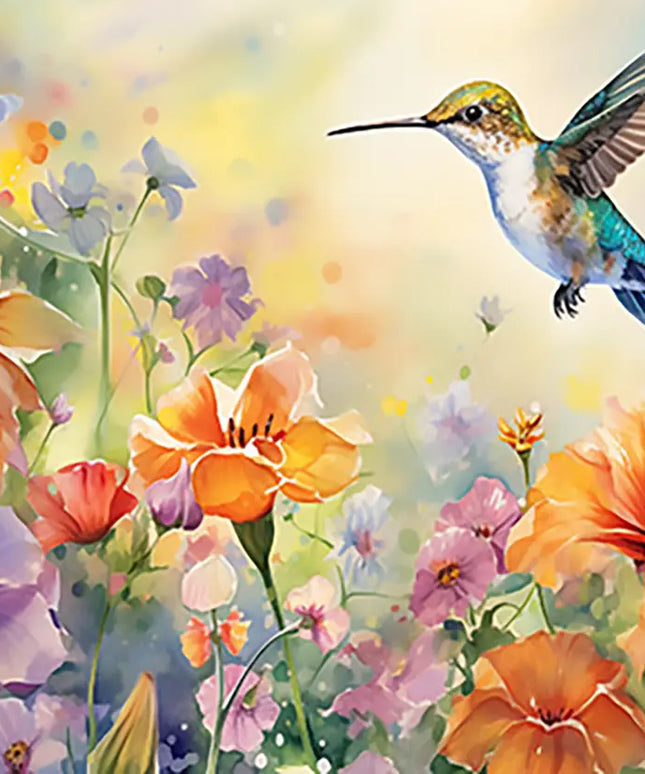 Fototapetas, gėlės, kolibris ir žiedai - 15017