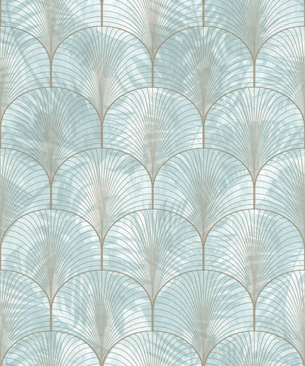 Modernūs tapetai, Art Deco Palms, Silver - R18573
