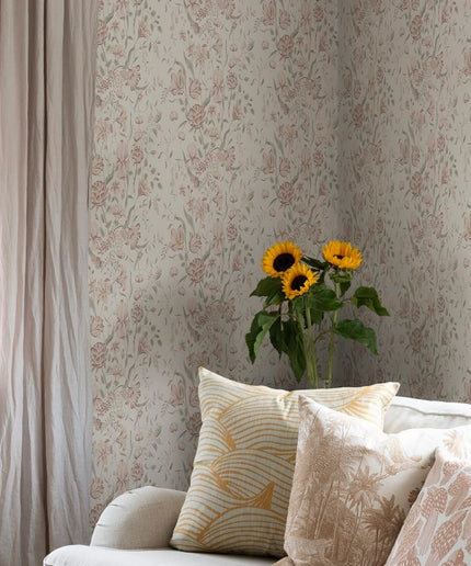 Modernūs tapetai, Karins bukett powder pink - S10162