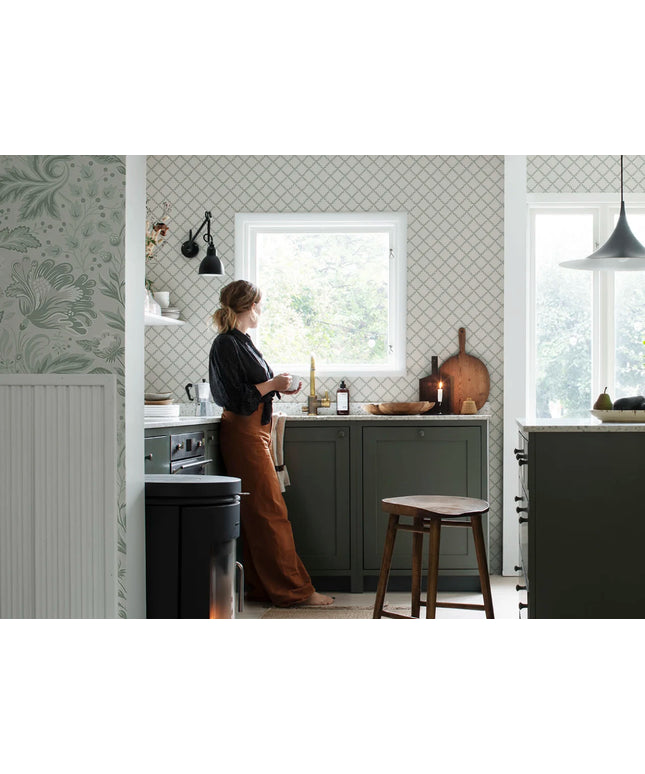 Tapetai pagaminti Švedijoje - S10304. Trellis, Forest Green