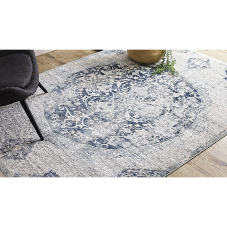 DISTIN 0820A tamsiai mėlyna / mėlyna / baltas modernus kilimas - Ornamentas, vintažinis, kutais