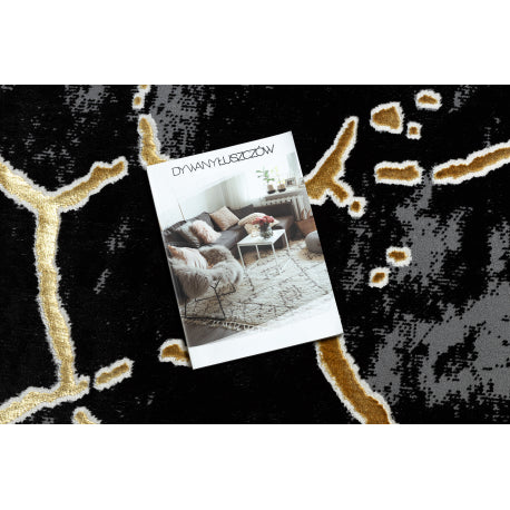 Kilimas ALLURE 1967 Marmuras – struktūrinis, stilingas, žavingas juoda / auksas