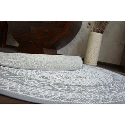 Kilimas Apskritas kilimas sizalio virvelės FLAT 48691/637 vitražas