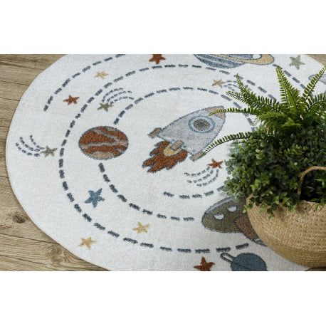 Kilimas BONO 8288 krog Erdvė, planetos kreminis / antracitas - ANTROS KLASĖS PRODUKTAS