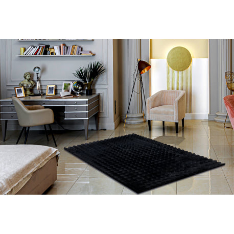 Kilimas BUBBLE black 25 TRIUŠIO KAILIŲ IMITACIJA 3D struktūrinis