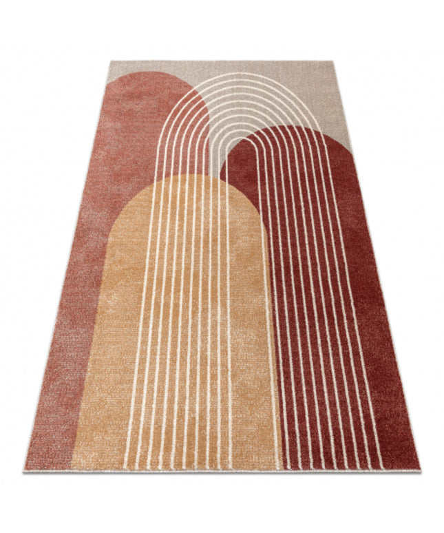 Kilimas FUSION 0810 smėlio spalvos / terakota - Geometrinis, modernus, abstraktus