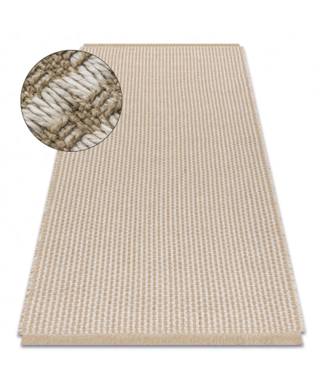 Kilimas JUTE 3650 kremastaas / smėlio spalvos linijos - džiutas, plokščias austas, kutais