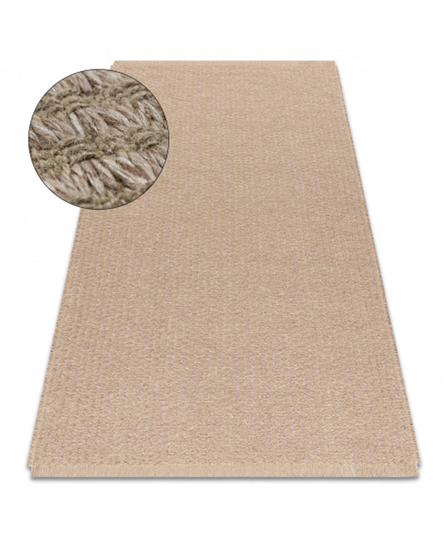 Kilimas JUTE 3650 smėlio spalvos linijos - džiutas, plokščias austas, kutais