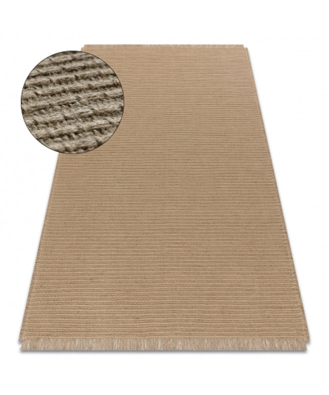 Kilimas JUTE 3651 smėlio spalvos Vienspalvis - džiutas, plokščias austas, kutais
