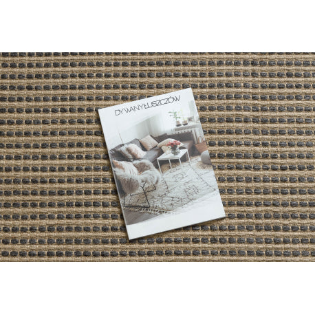 Kilimas JUTE 3652 melns / smėlio spalvos linijos - džiutas, plokščias austas, kutais