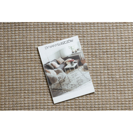 Kilimas JUTE 3652 smėlio spalvos / pilkos Vienspalvis - džiutas, plokščias austas, kutais