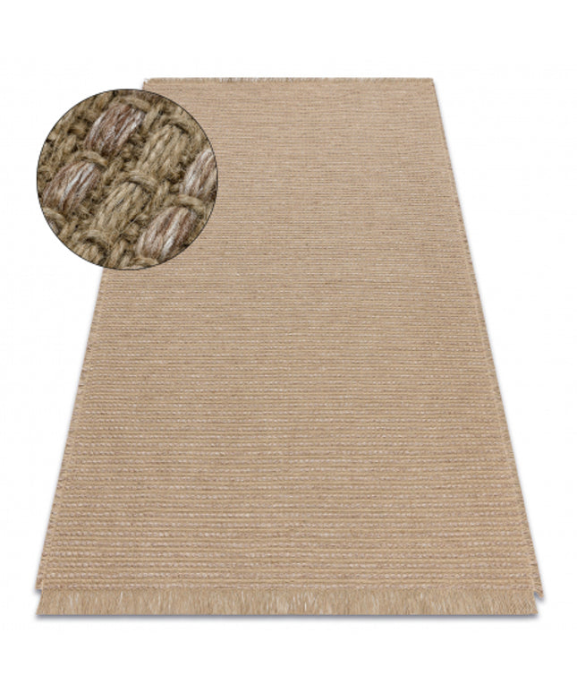 Kilimas JUTE 3652 smėlio spalvos Vienspalvis - džiutas, plokščias austas, kutais