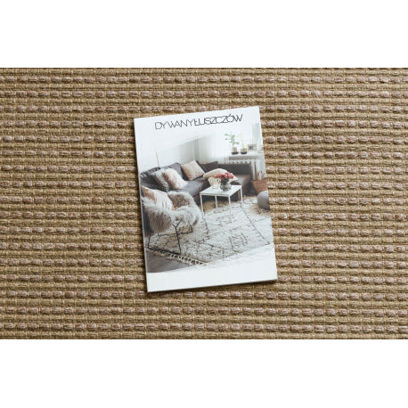 Kilimas JUTE 3652 smėlio spalvos Vienspalvis - džiutas, plokščias austas, kutais