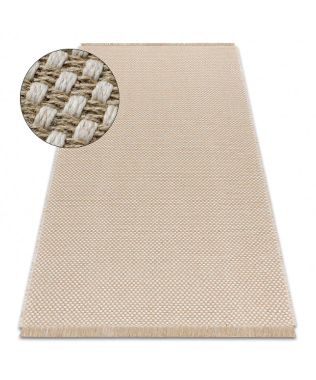 Kilimas JUTE 3731 kremastaas / smėlio spalvos - džiutas, plokščias austas, kutais